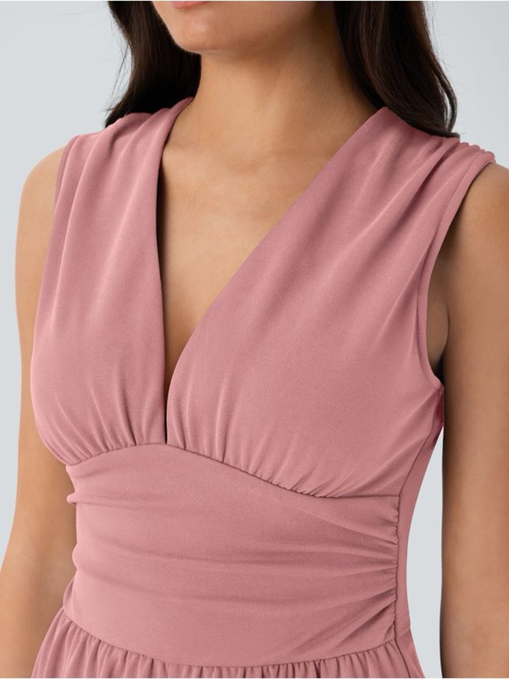 13HBB.- V Neck Sleeveless Ruched Pocket Jumpsuit-Easy Peezy. - Picture 5 of 5